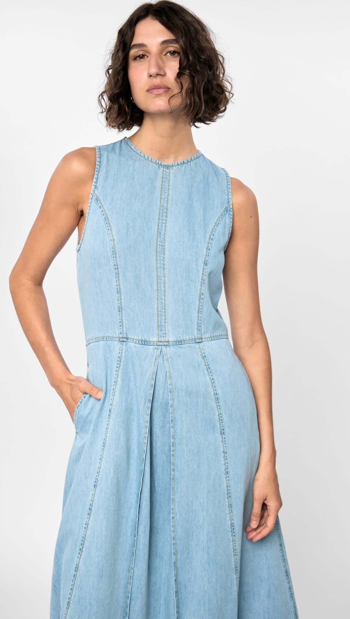 STAPLE THE LABEL Amelia Chambray Midi Dress