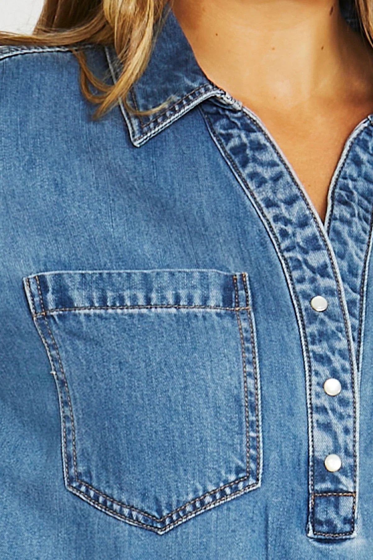 JUMP 5072 2 Pkt Soft Denim Dress