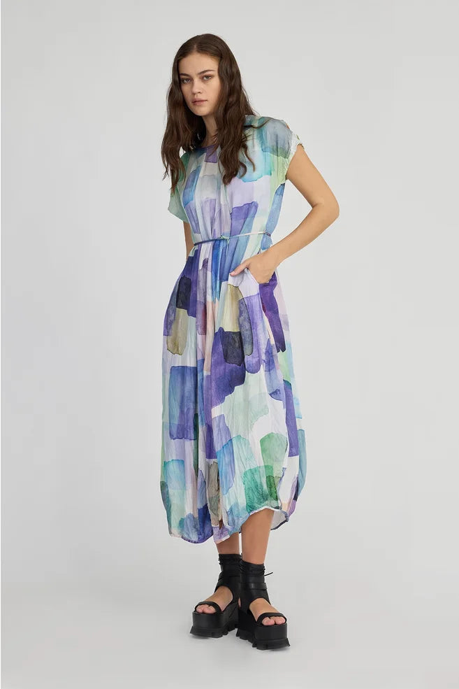 TAYLOR Lapse Dress - Tiled Square Print