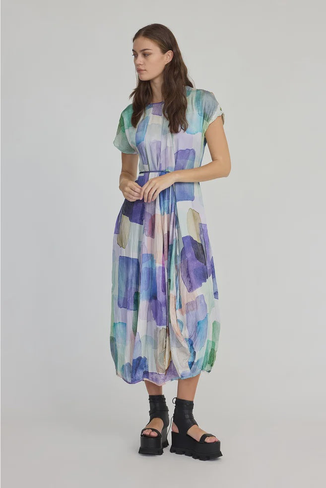 TAYLOR Lapse Dress - Tiled Square Print