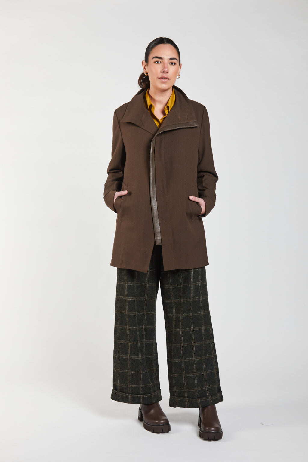 OBI Leather Panel Coat