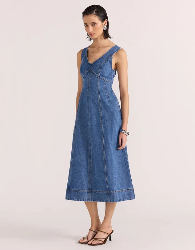 STAPLE THE LABEL Alden Denim Midi Dress