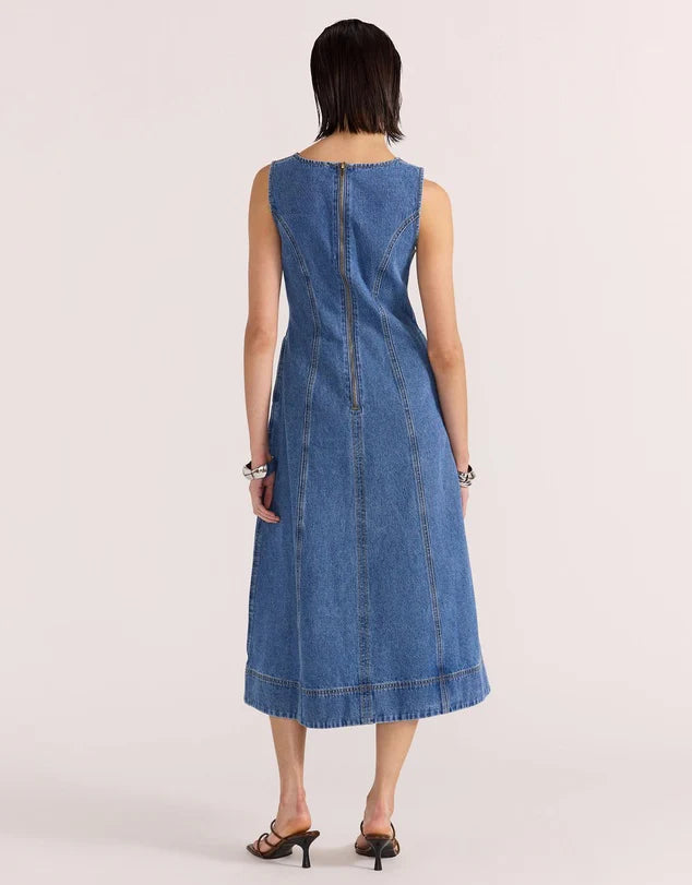 STAPLE THE LABEL Alden Denim Midi Dress