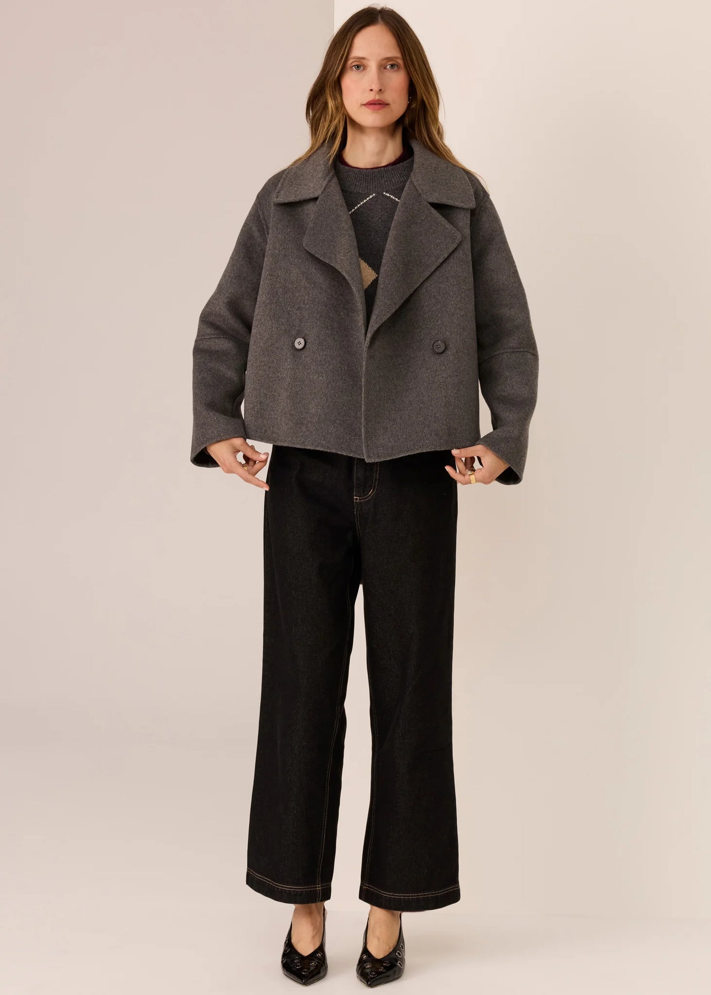 POL Cohen Cropped Wool Coat