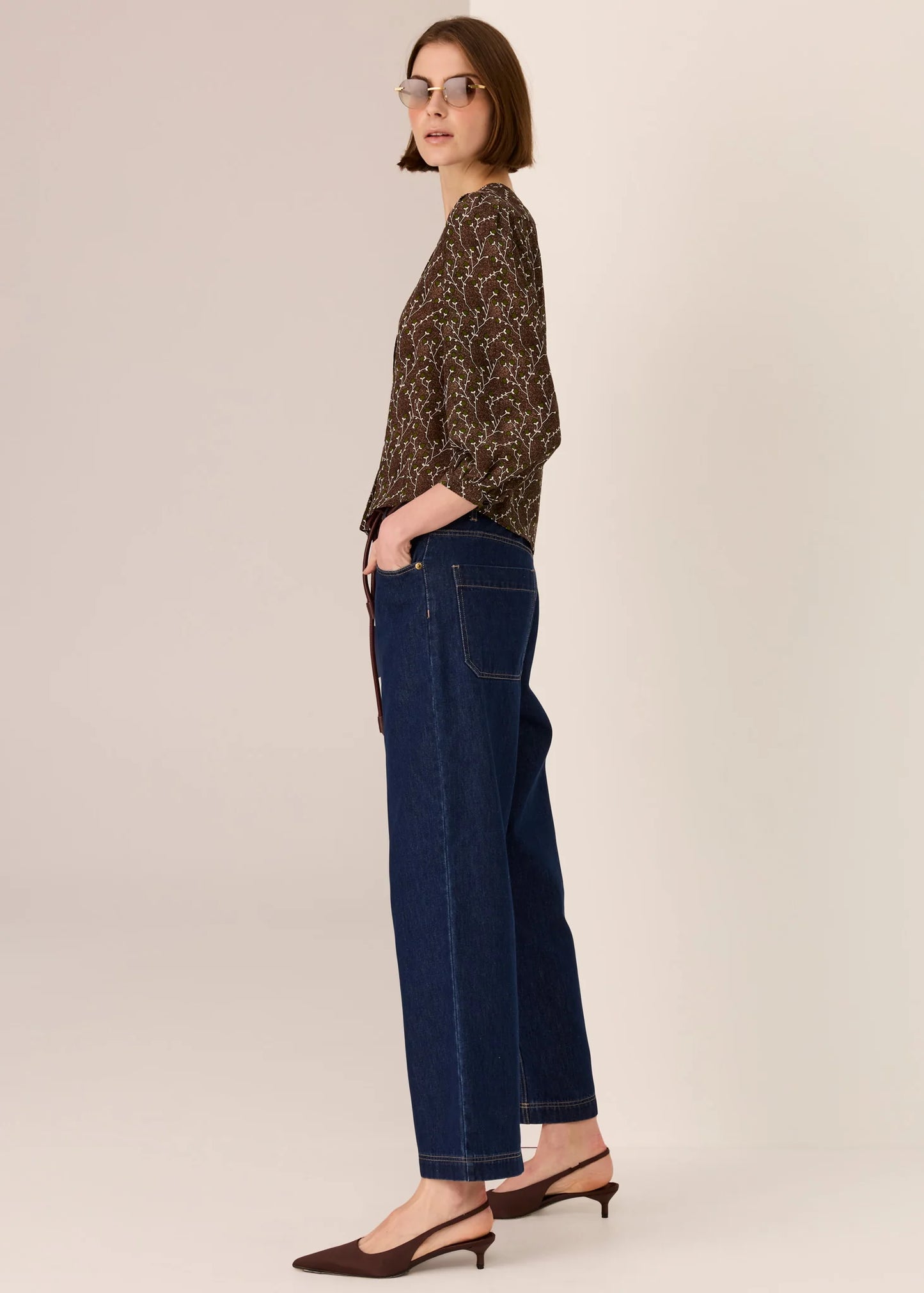 POL Mae Printed Silk Top
