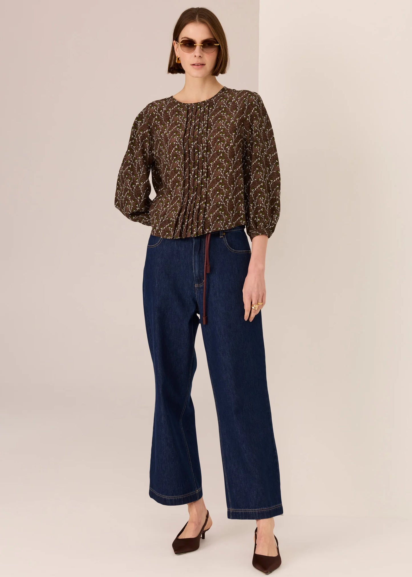 POL Mae Printed Silk Top