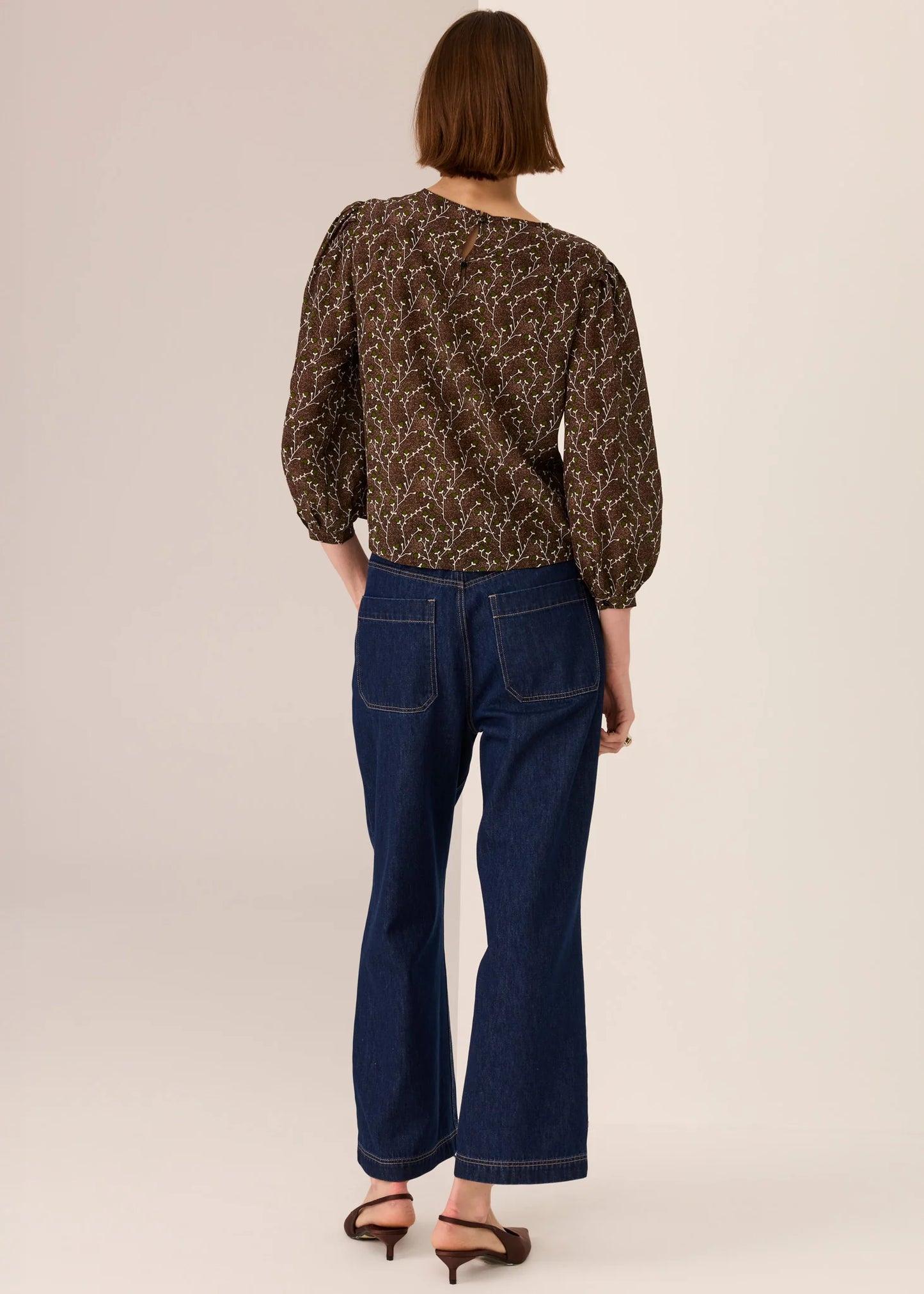 POL Mae Printed Silk Top
