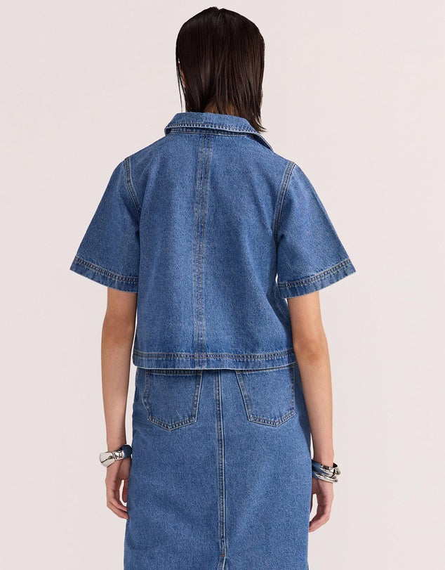 STAPLE THE LABEL Alden Crop Denim Shirt