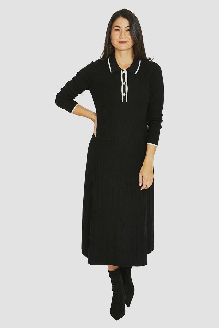 JUMP 5023 Tipped Collar Dress