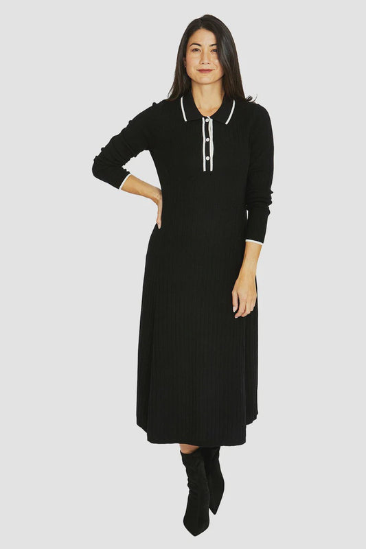 JUMP 5023 Tipped Collar Dress
